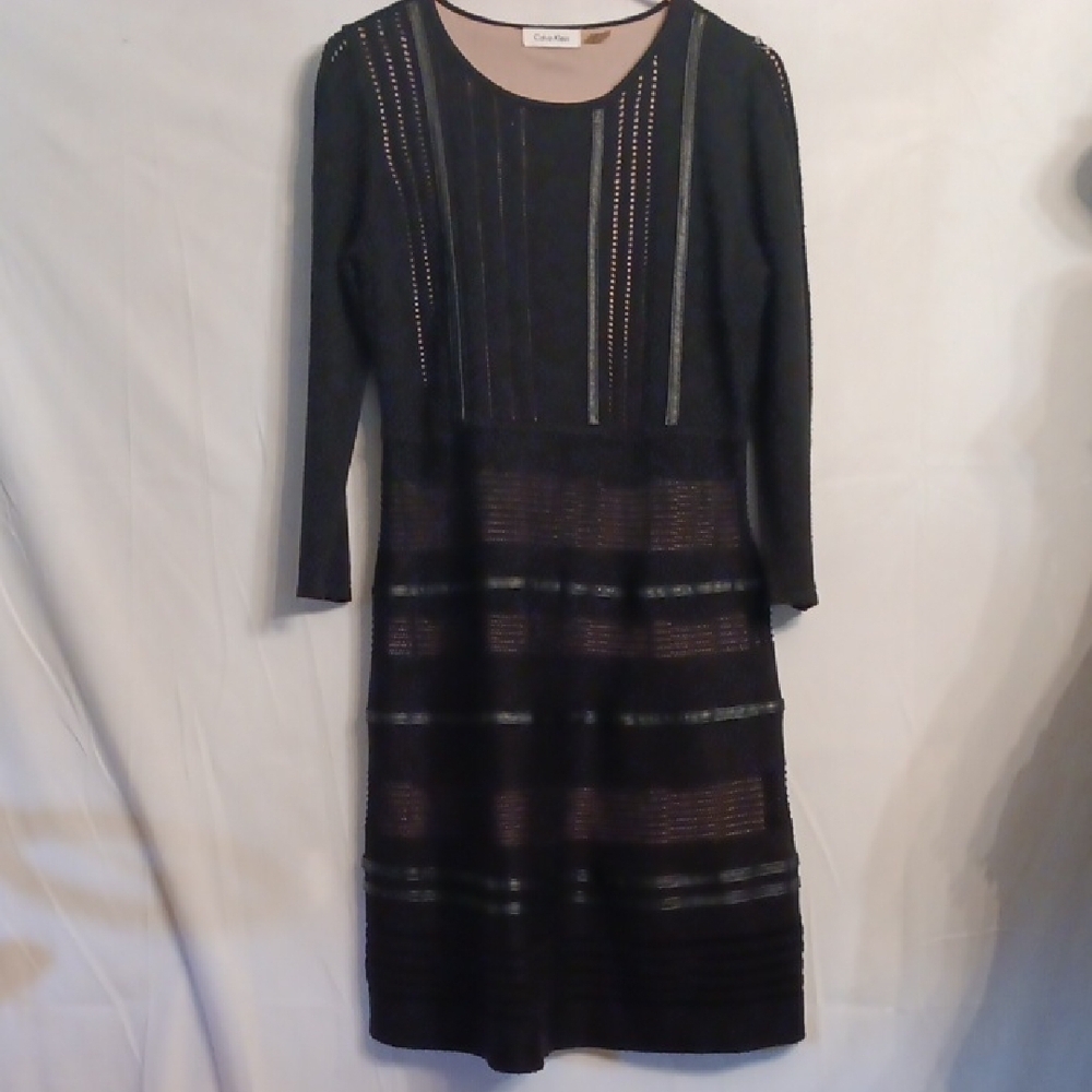 Calvin Klein Black Long Sleeve Sheath Dress Size Medium
